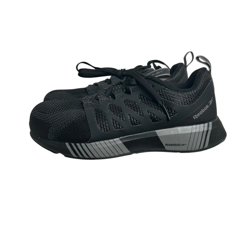 Reebok Work Fusion Black Gray Flexweave Men's Composite Toe Shoes Size 7.5W